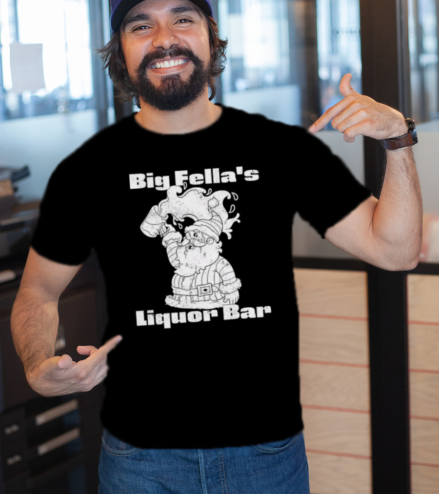 Big Fella's Liquor Bar Holiday Santa Festivity T-Shirt