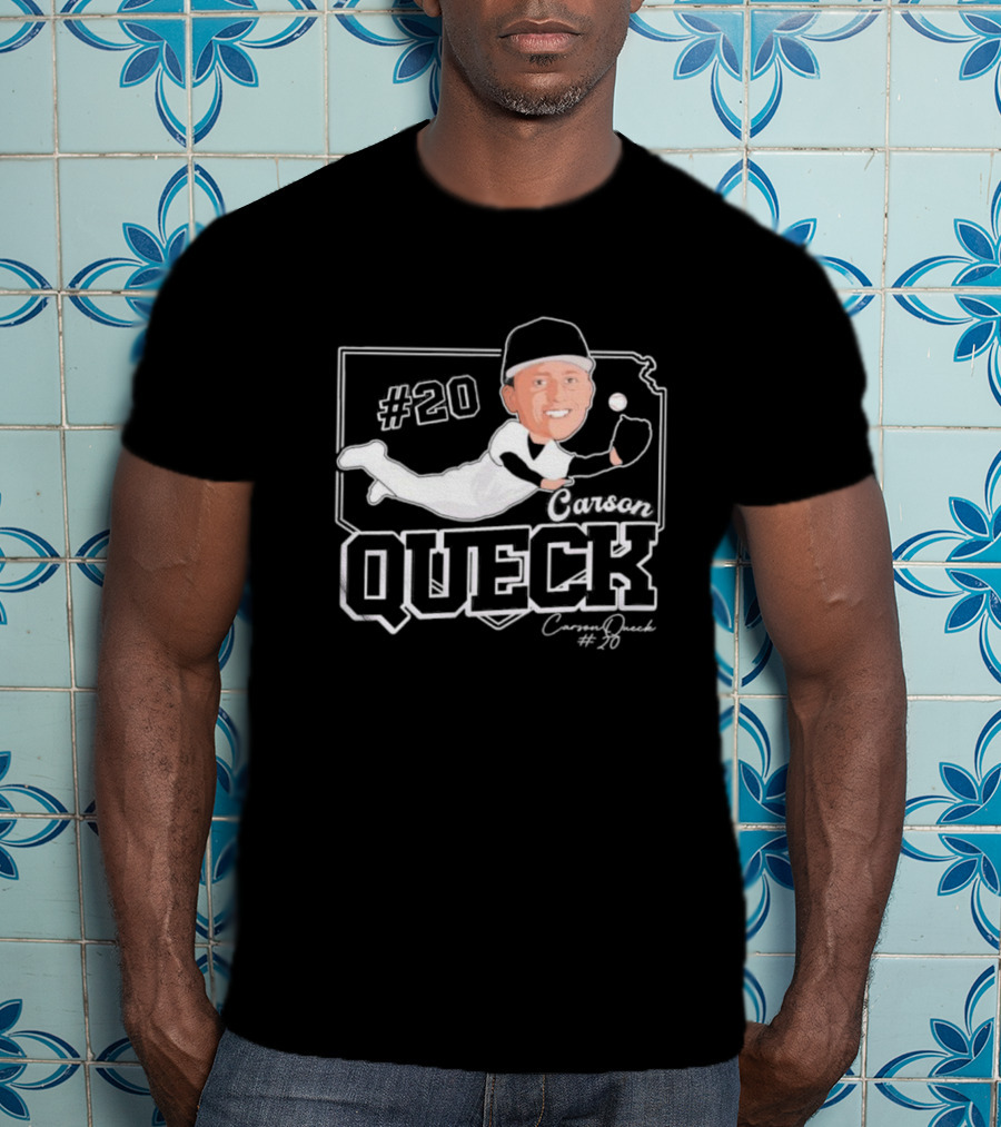 Carson Queck #20 Baseball Player Caricature T-Shirt