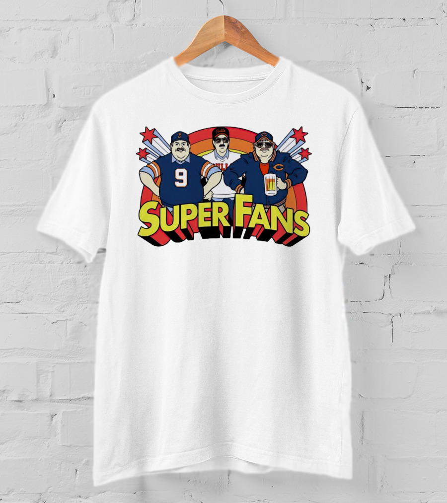 Chicago Bears Super Fans Three Illustrated Characters In Jerseys T-Shirt