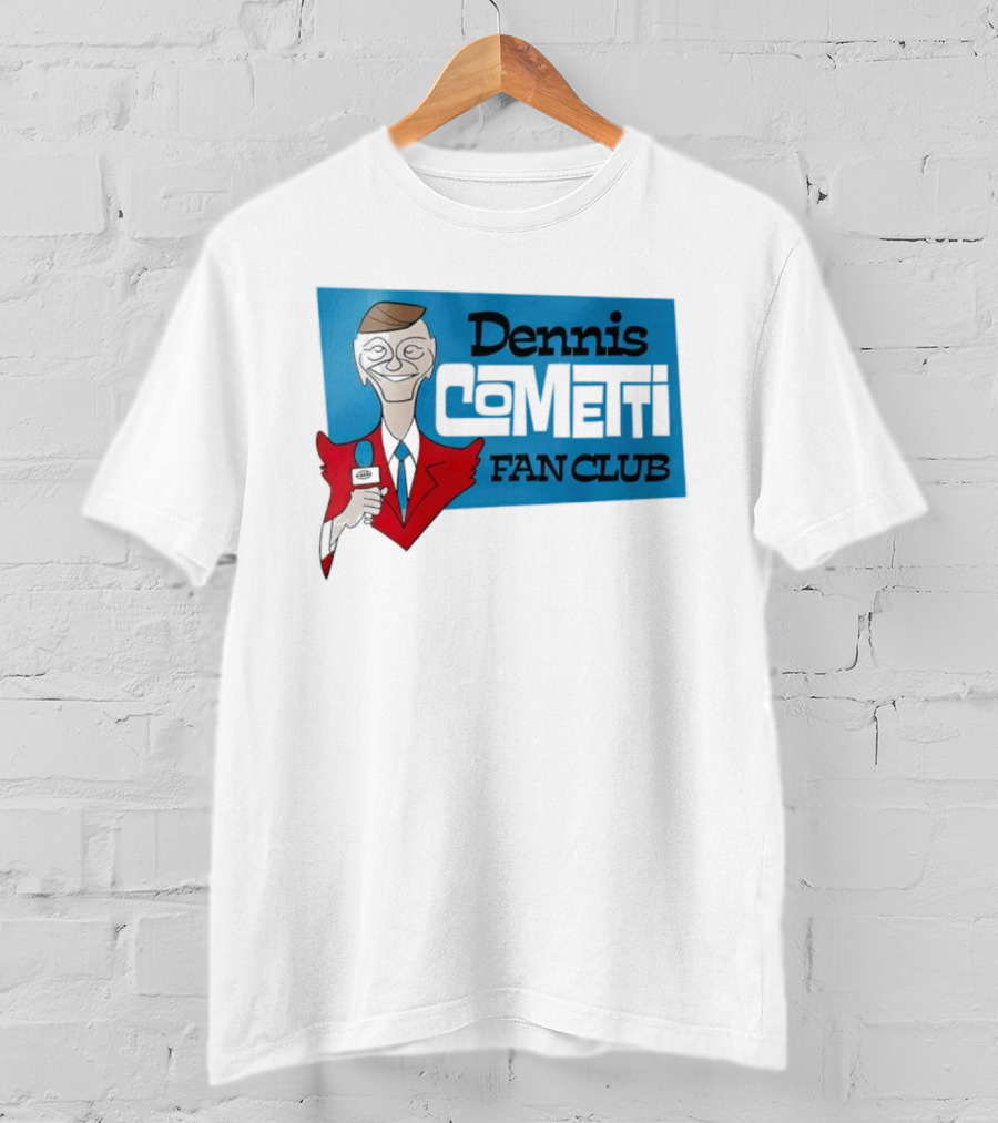 Dennis Cometti Fan Club Cartoon Broadcaster With Microphone T-Shirt