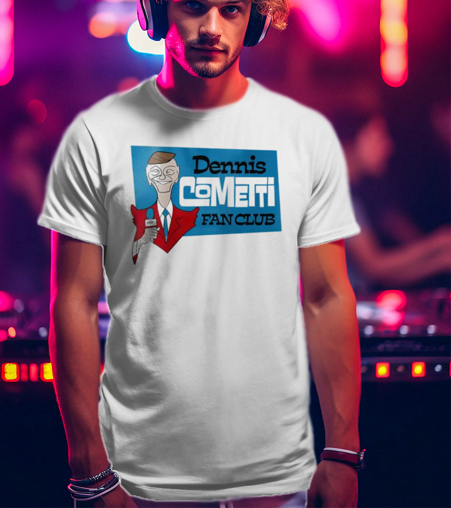 Dennis Cometti Fan Club Cartoon Broadcaster With Microphone T-Shirt