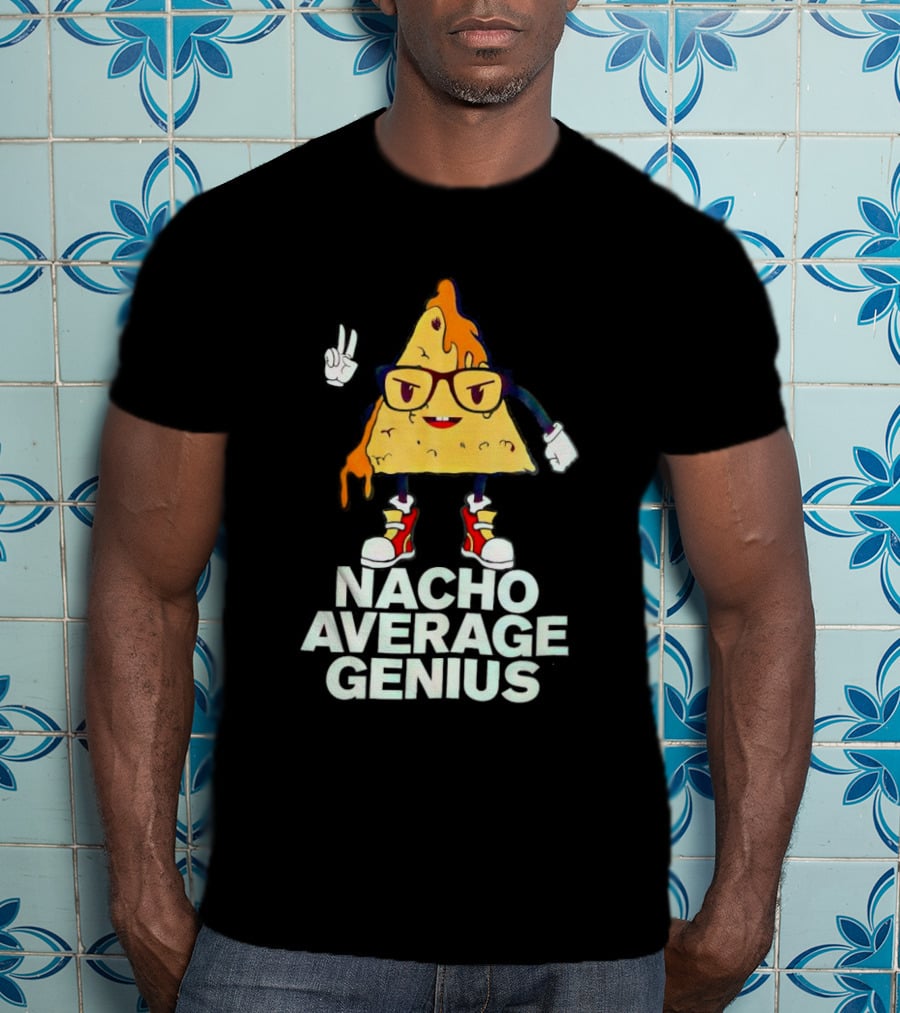 Nacho Average Genius Cartoon Character With Glasses And Sneakers T-Shirt