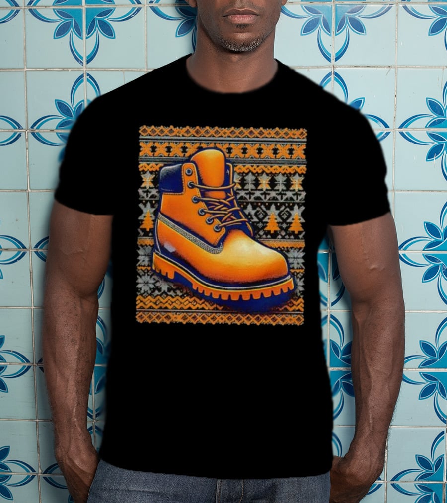 New York Knicks Timbmas Timberland Boot Ugly Christmas T-Shirt