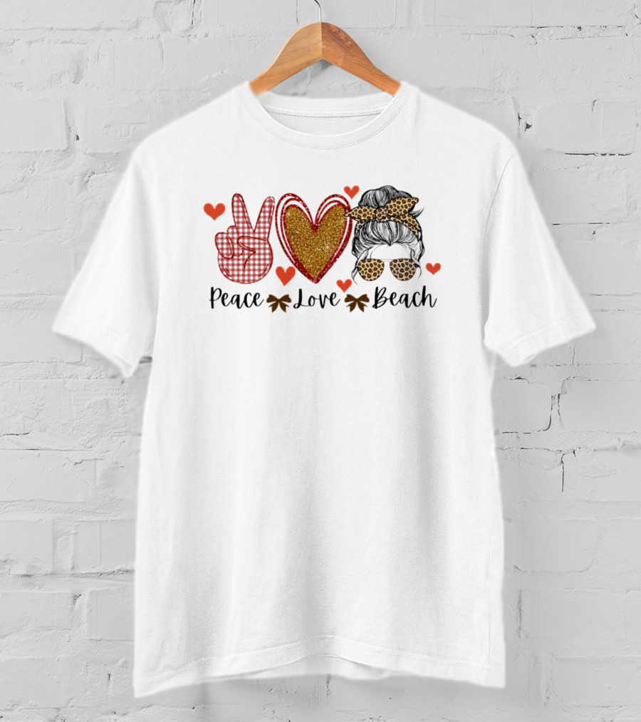 Peace Love Beach Heart Shades Bandana Vibes T-Shirt