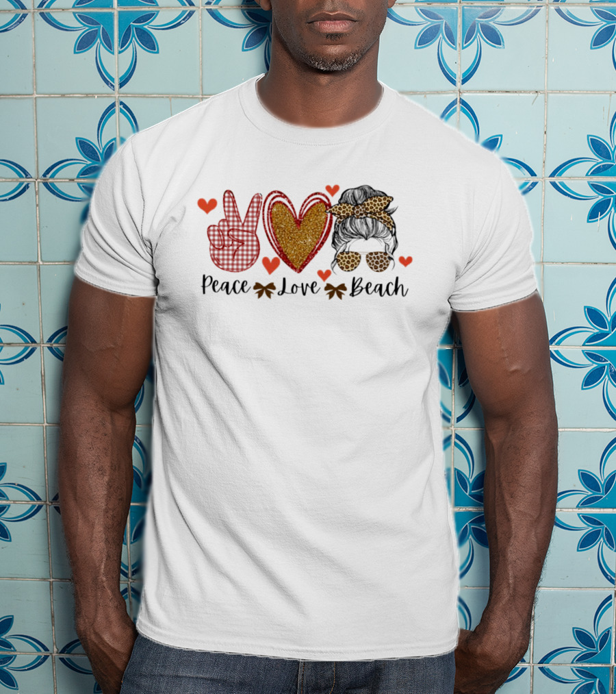 Peace Love Beach Heart Shades Bandana Vibes T-Shirt