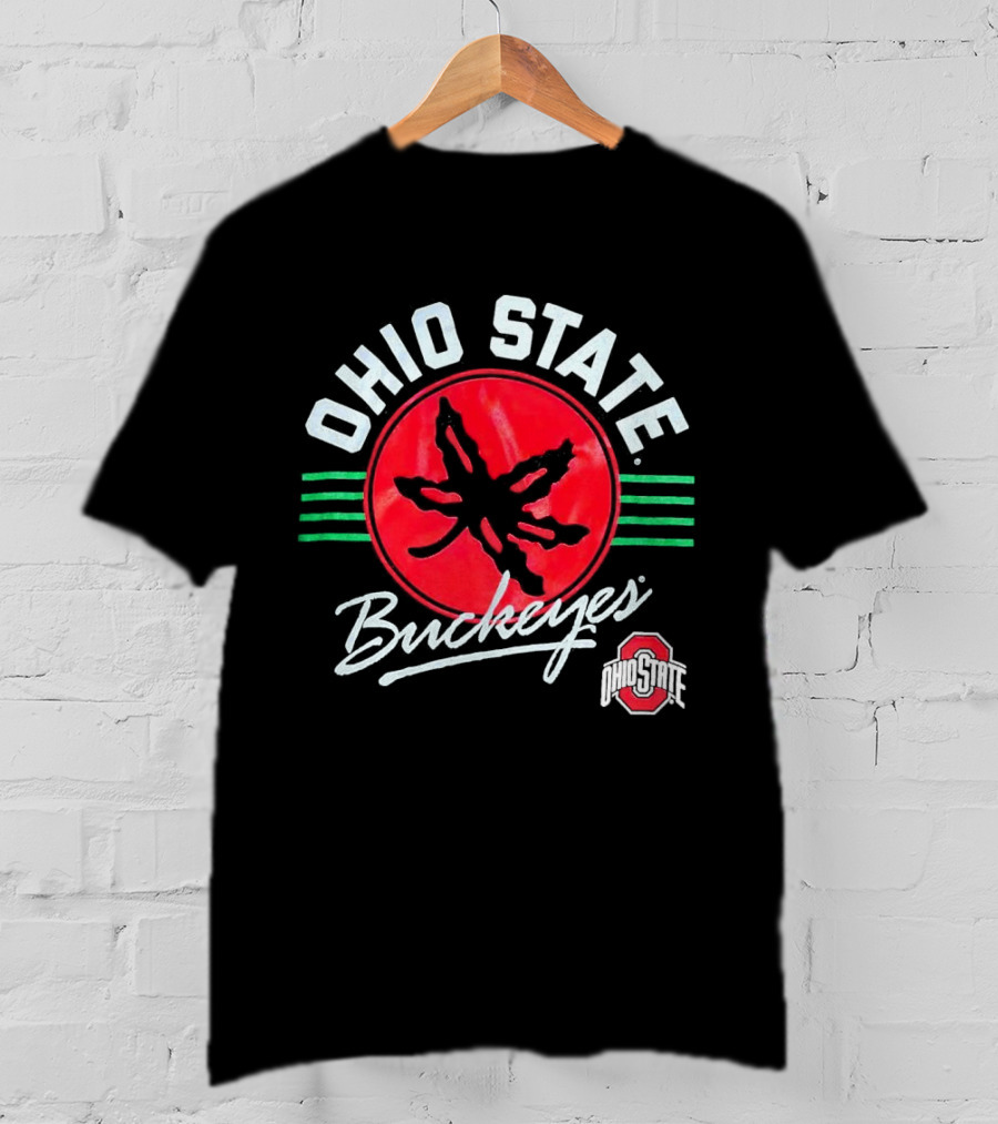Ohio State Buckeyes Leaf Logo Red Circle Emblem Mark T-Shirt