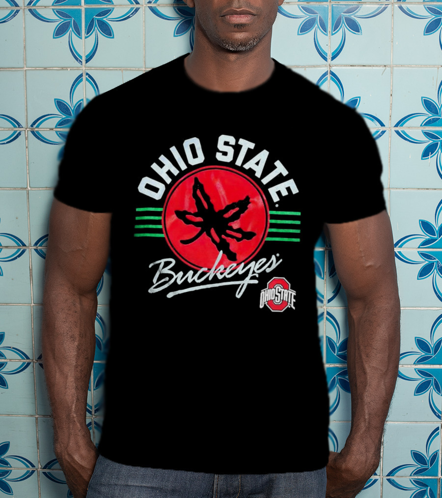 Ohio State Buckeyes Leaf Logo Red Circle Emblem Mark T-Shirt