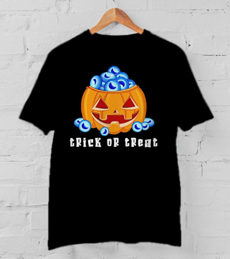 Trick Or Treat Pumpkin With Blue Eyeballs T-Shirt