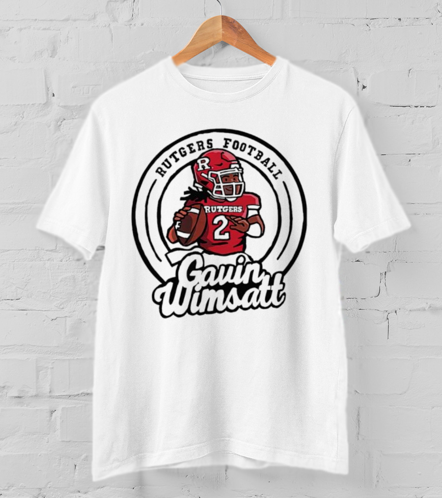 Rutgers Football Gavin Wimsatt Number 2 Player Cartoon T-Shirt