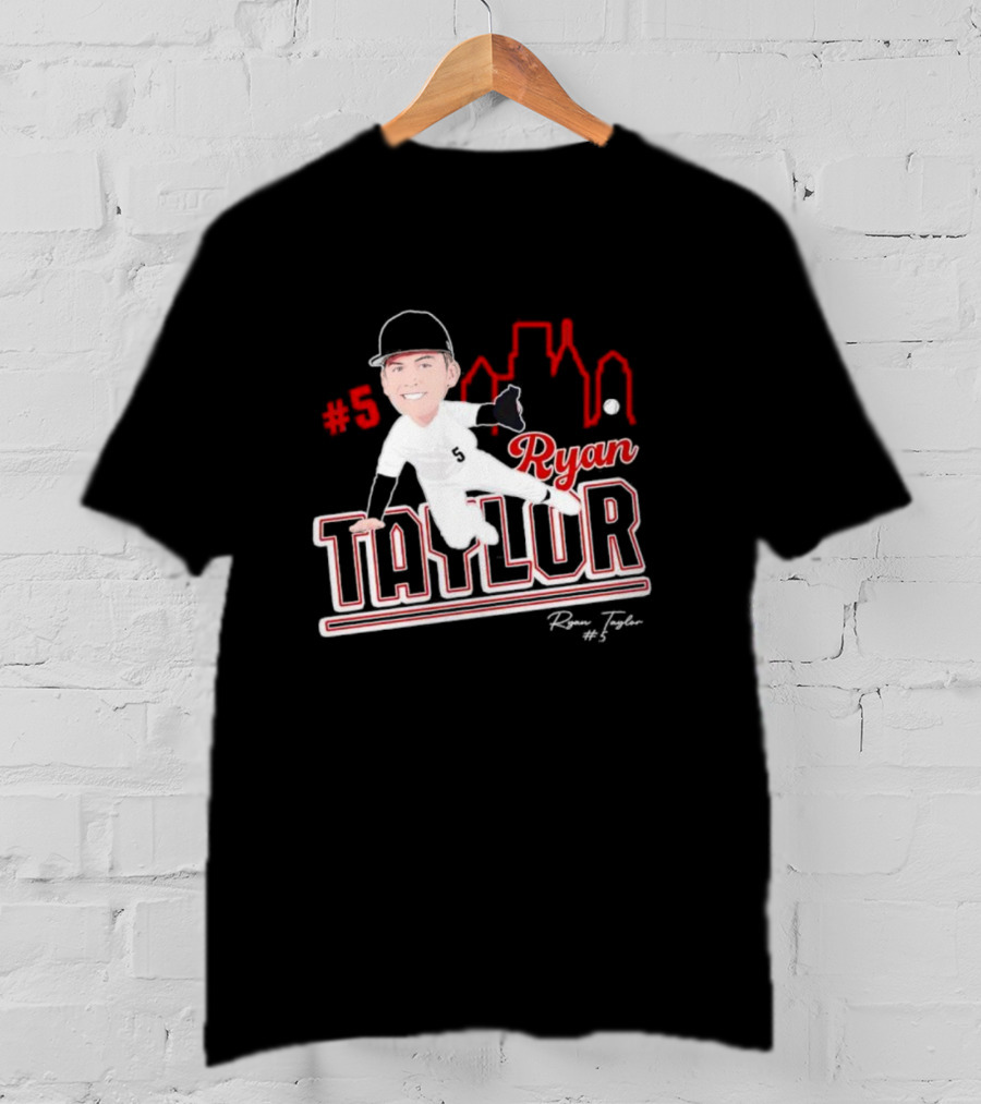 Ryan Taylor #5 Baseball Player Illustration Skyline T-Shirt