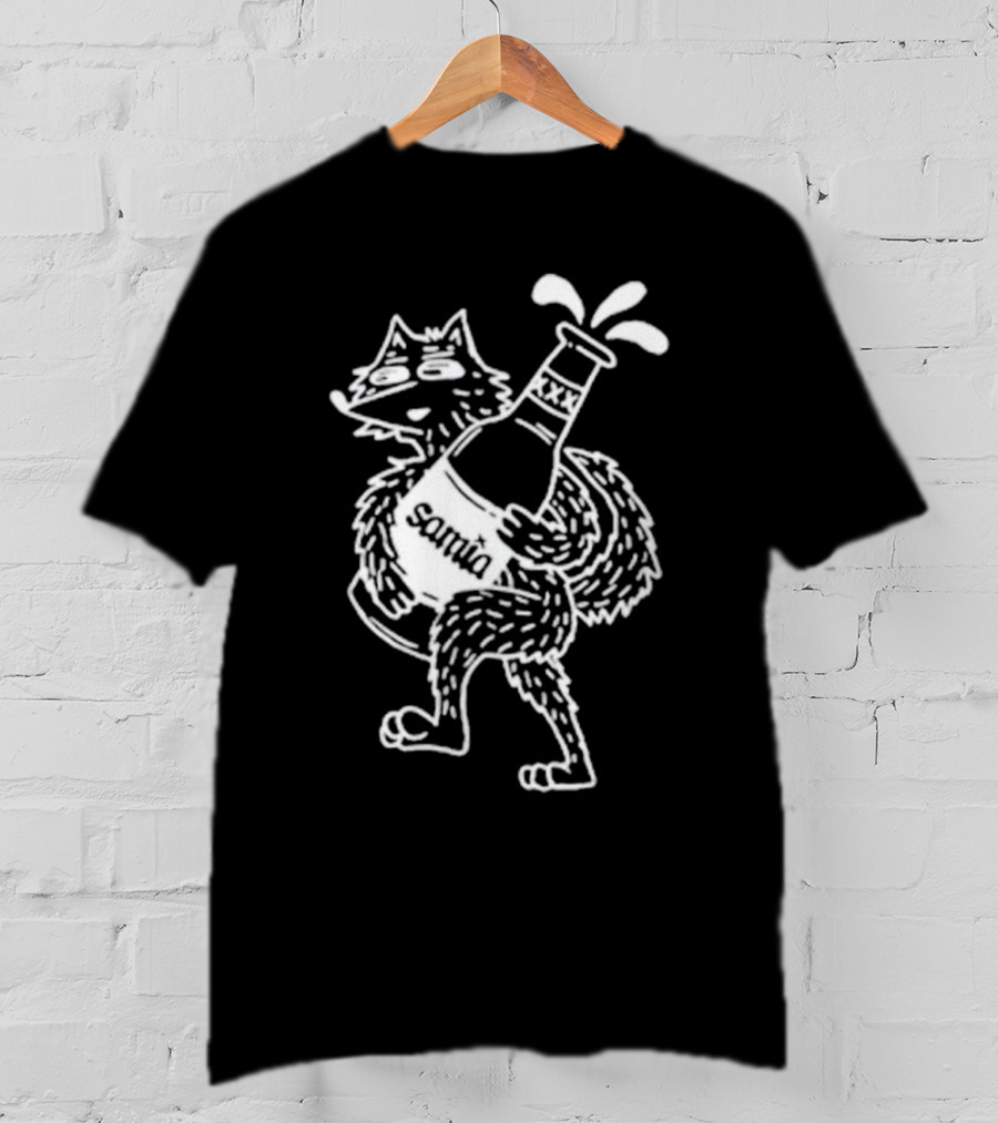 Samia Wolf Holding Overflowing Bottle T-Shirt