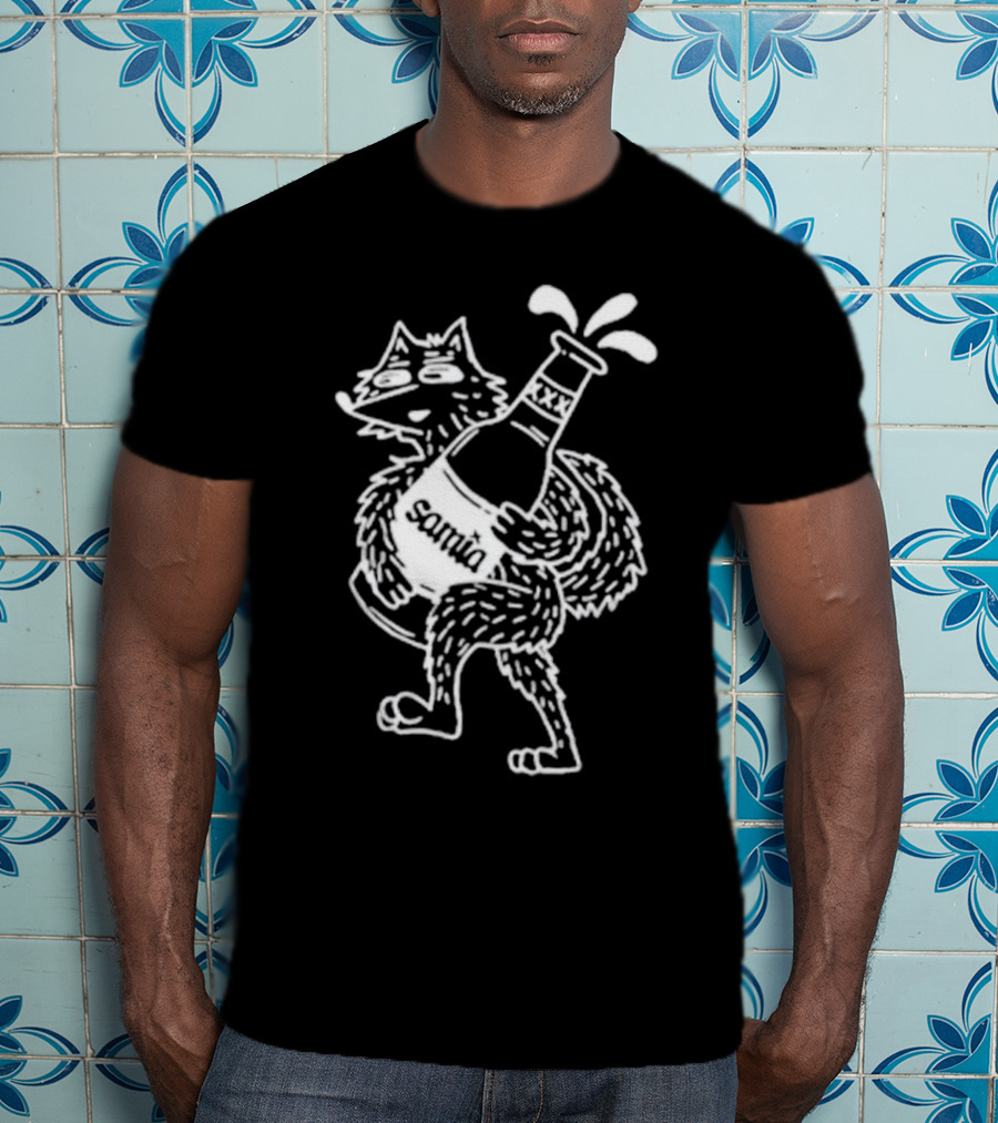 Samia Wolf Holding Overflowing Bottle T-Shirt