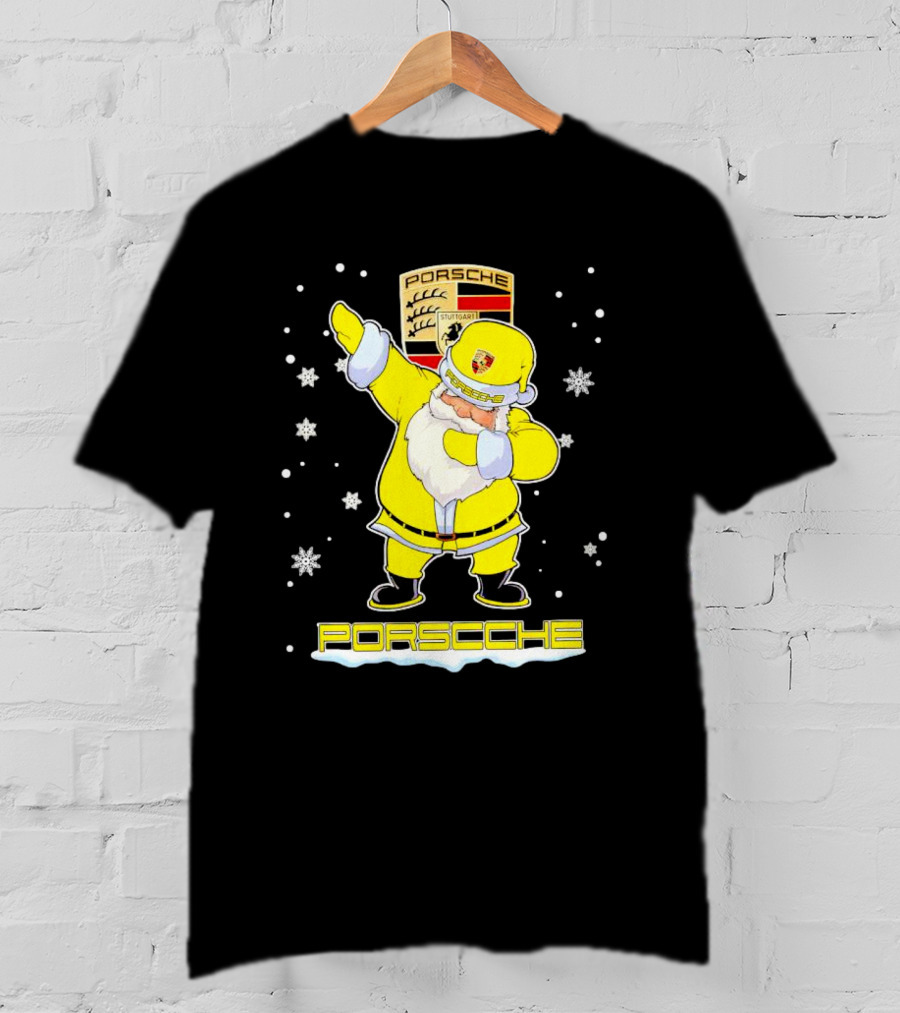 Porsche Santa Claus Dabbing Christmas Snowflakes T-Shirt
