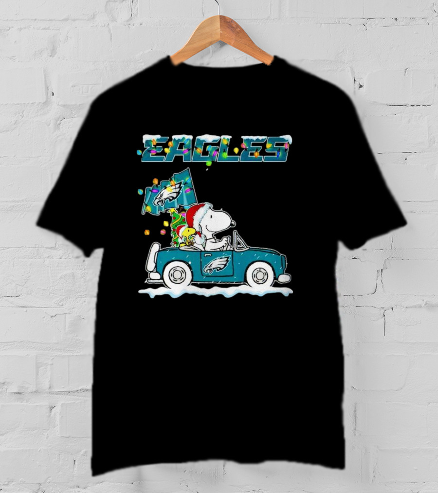 Eagles Snoopy Woodstock Christmas Driving Philadelphia Car T-Shirt