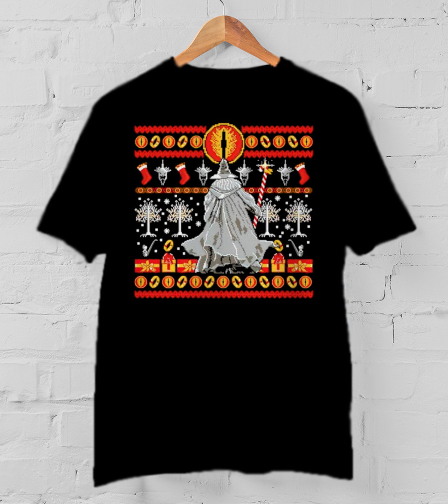 The Lord Of The Rings Eye Sauron Gandalf Christmas Tree Gifts Ugly T-Shirt