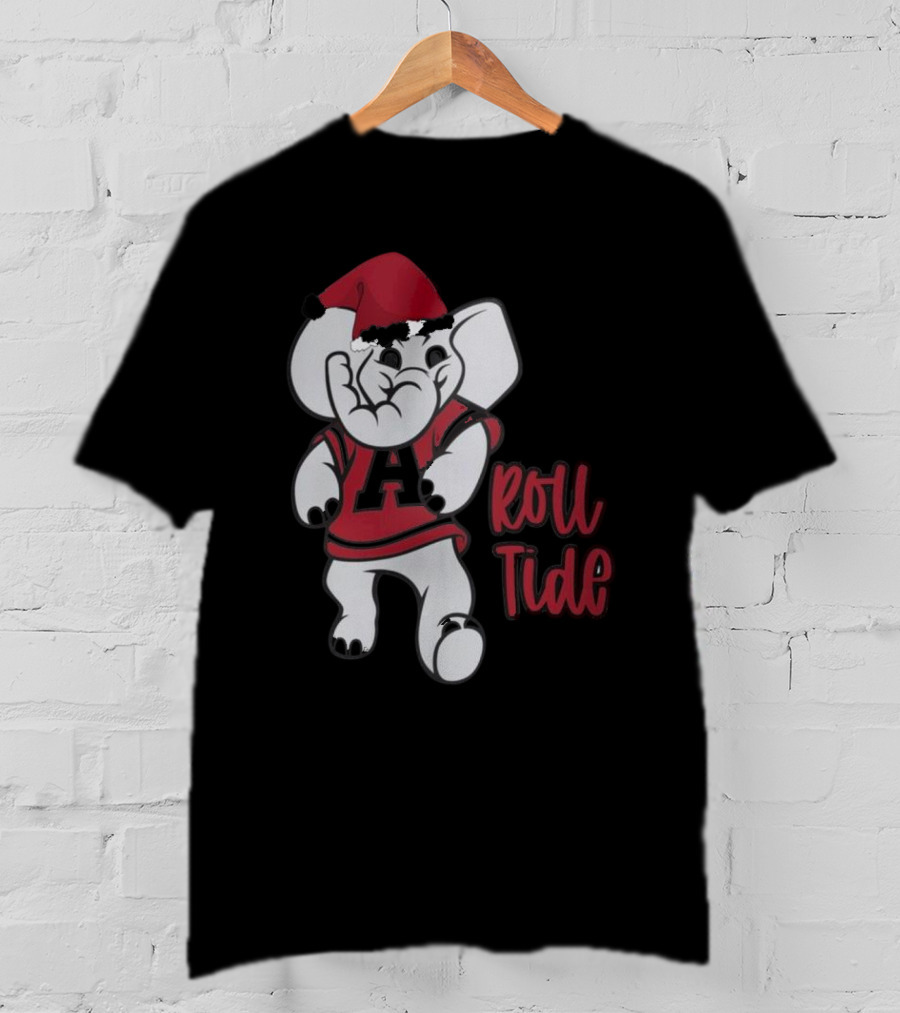 Alabama Crimson Tide Roll Tide Christmas Elephant Santa Hat T-Shirt
