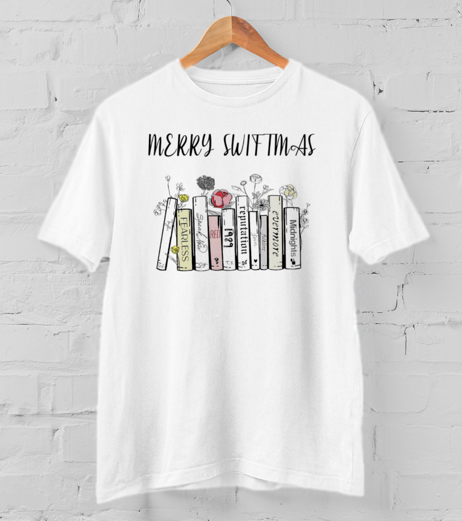 Merry Swiftmas Fearless Red Reputation Evermore Midnights Books Christmas T-Shirt