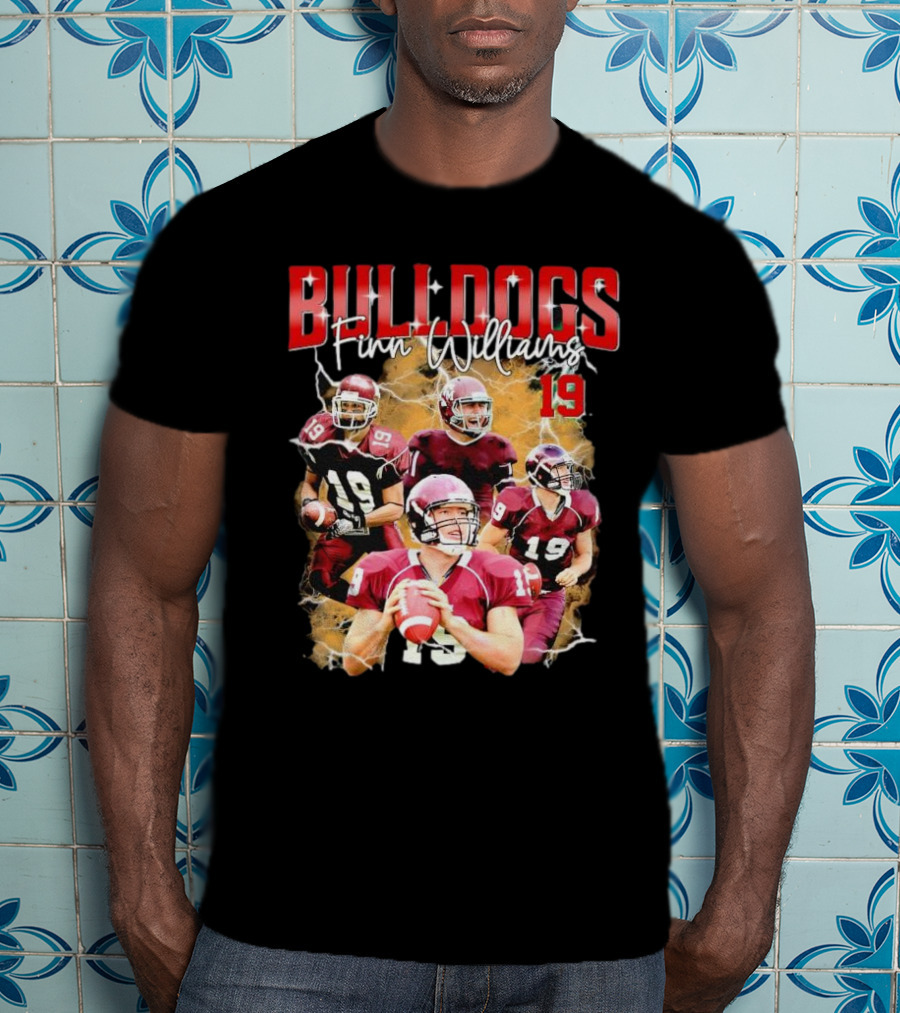 BULLDOGS Finn Williams 19 Football Quarterback Action T-Shirt