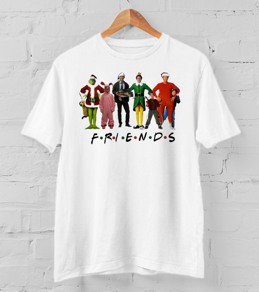 Friends Christmas Movie Character Costumes Grinch Elf Pink Bunny T-Shirt