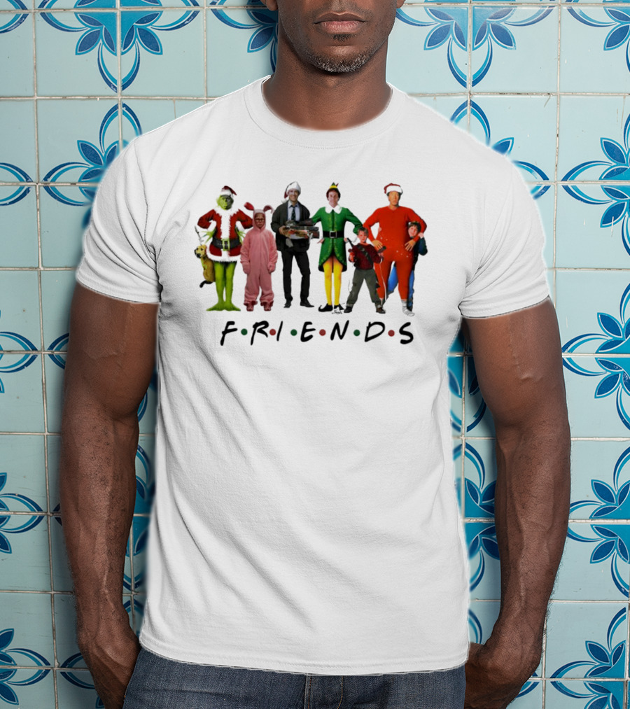 Friends Christmas Movie Character Costumes Grinch Elf Pink Bunny T-Shirt