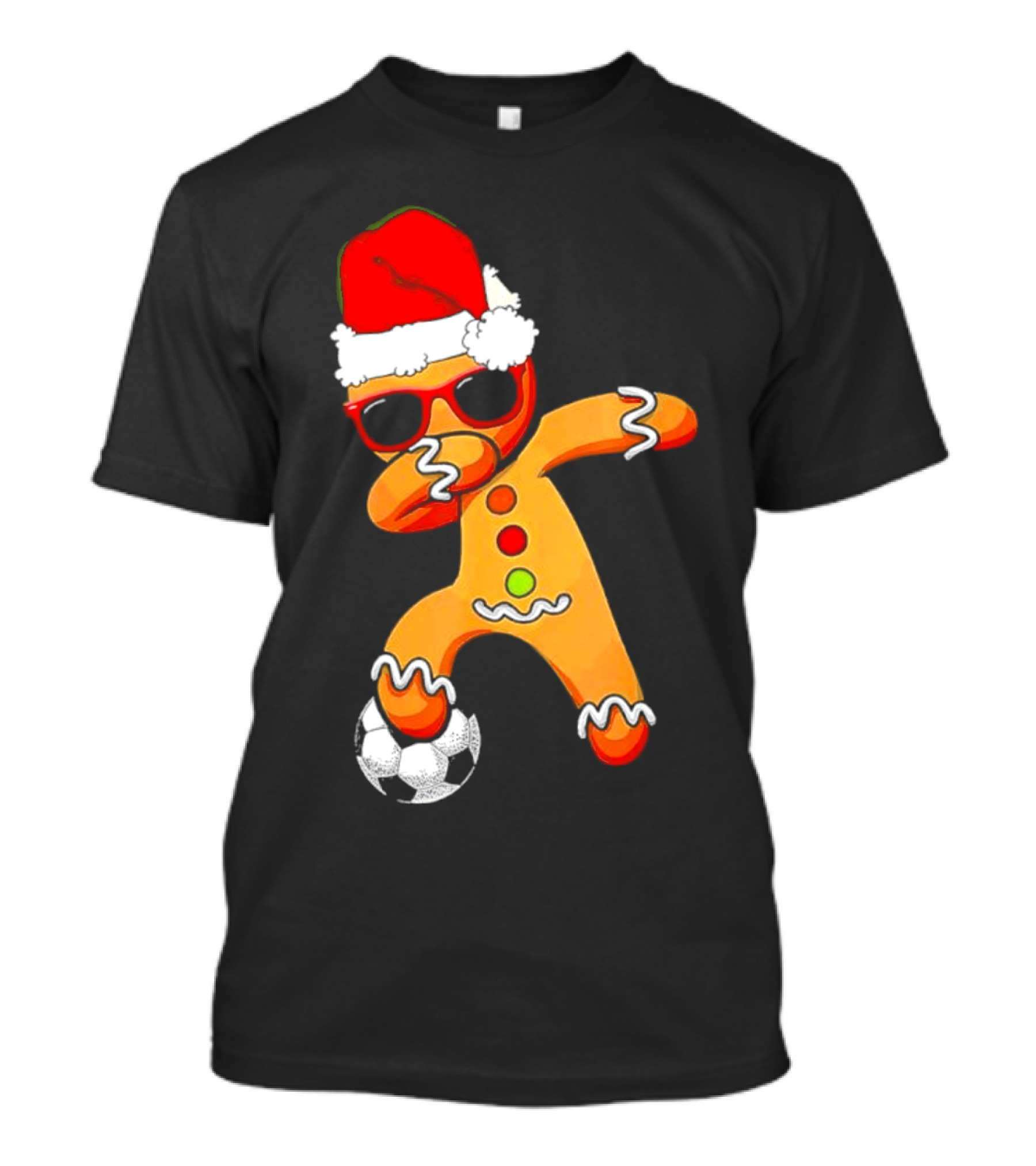 Christmas Dabbing Gingerbread Santa Hat Soccer Ball T-Shirt
