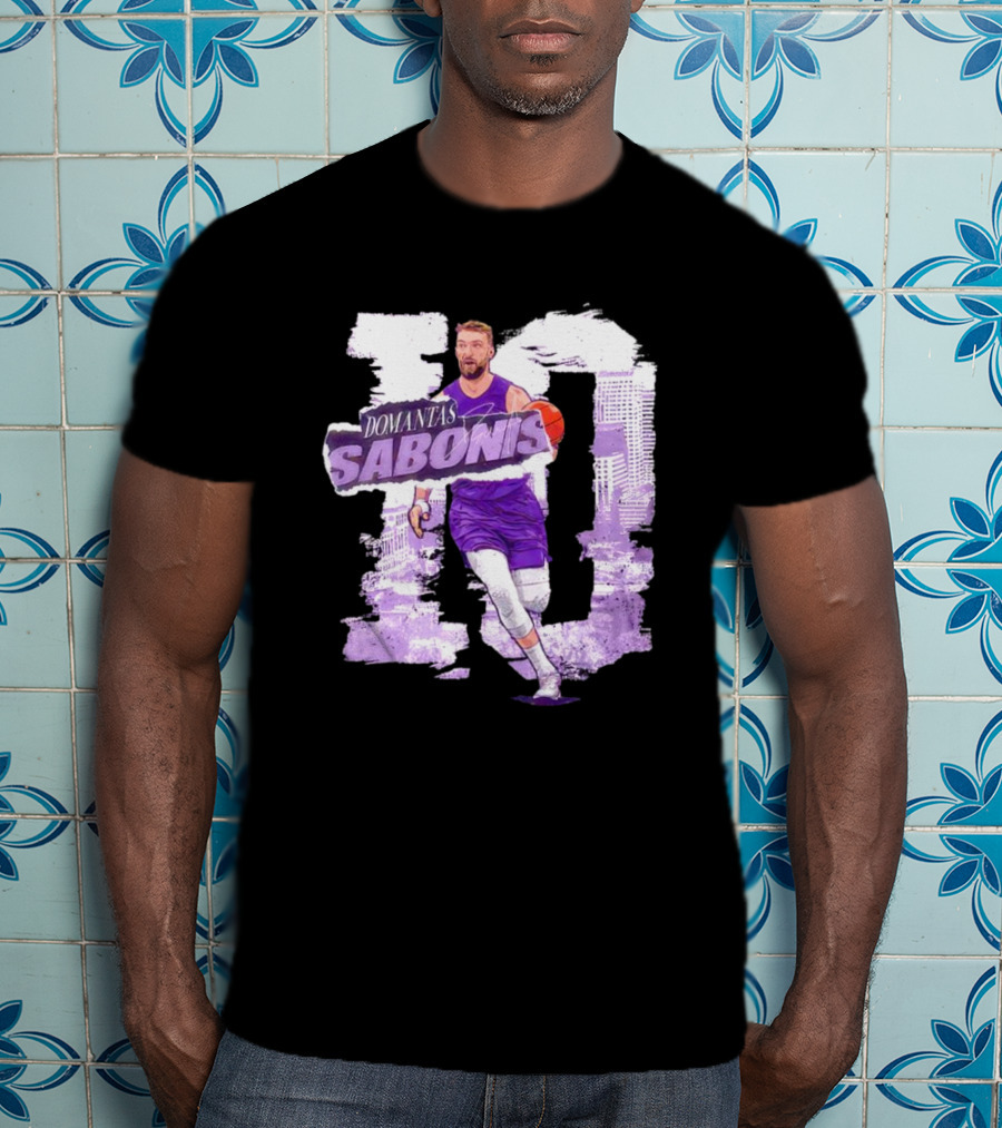 Domantas Sabonis Sacramento Basketball Purple T-Shirt