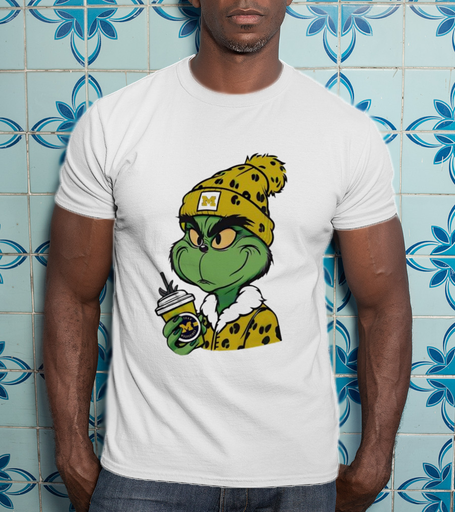 Grinch Boujee Michigan Wolverines M Logo Winter Outfit Coffee Cup T-Shirt