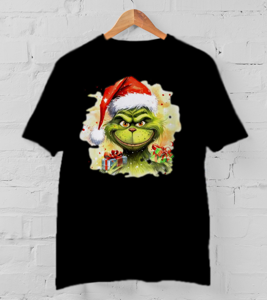 Santa Grinch Watercolor Christmas Gift Boxes T-Shirt