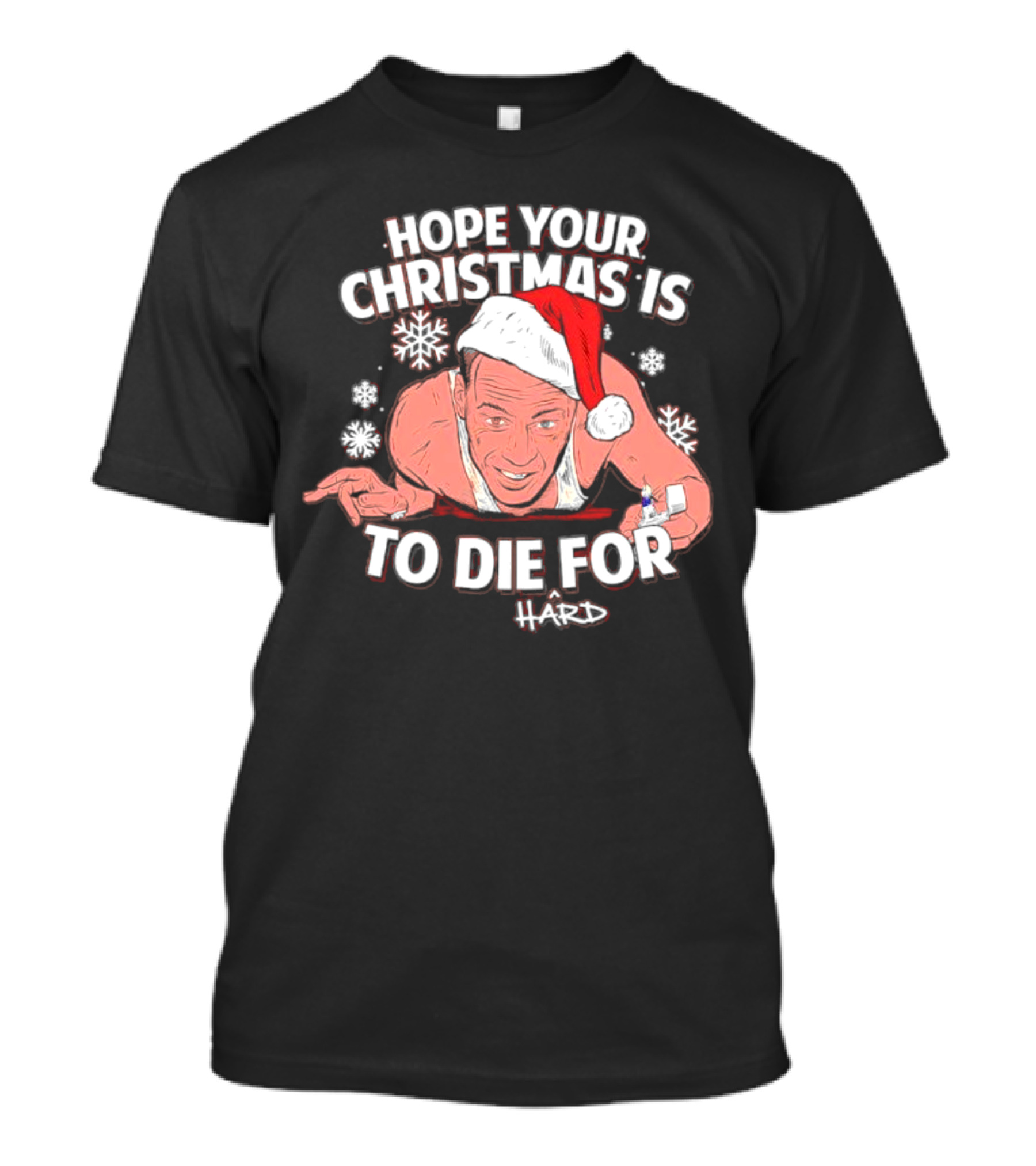 Hope Your Christmas Is To Die Hard Snowflakes Santa Hat Candle T-Shirt