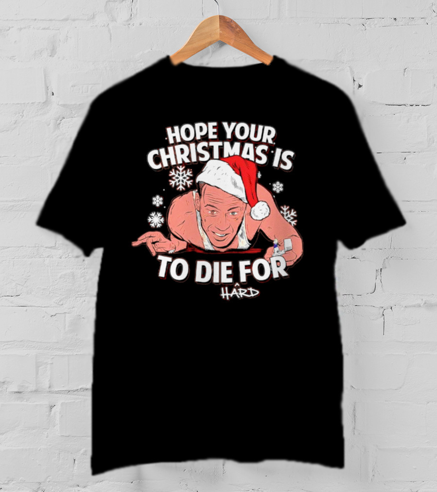 Hope Your Christmas Is To Die Hard Snowflakes Santa Hat Candle T-Shirt