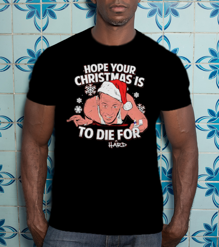 Hope Your Christmas Is To Die Hard Snowflakes Santa Hat Candle T-Shirt
