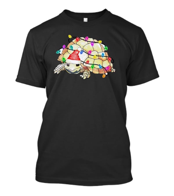 Santa Turtle Wrapped In Colorful Christmas Lights T-Shirt
