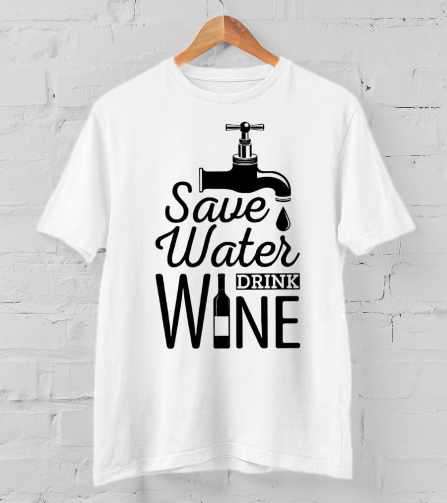Save Water Drink Wine With Faucet And Bottle T-Shirt