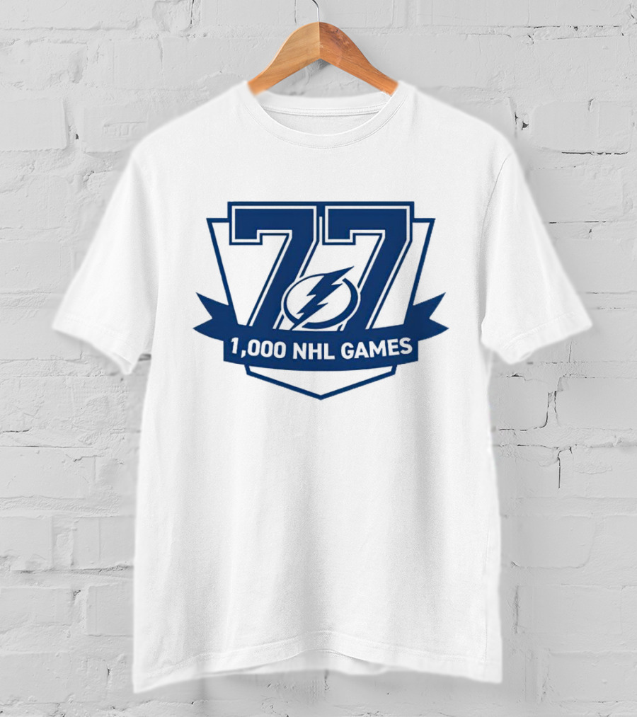 Tampa Bay Lightning 77 1000 NHL Games T-Shirt