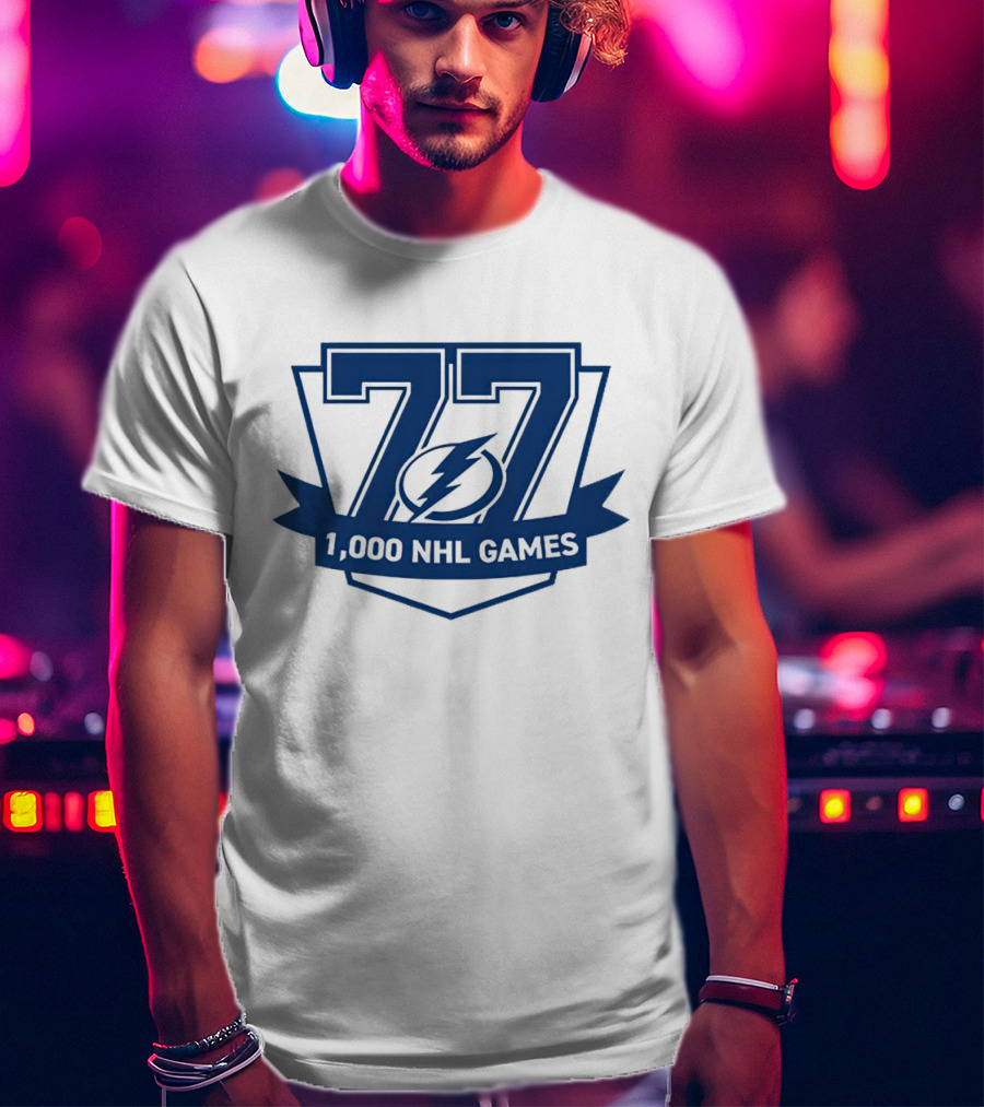 Tampa Bay Lightning 77 1000 NHL Games T-Shirt
