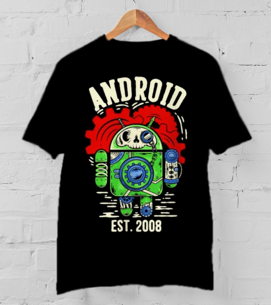 Android Steampunk Robot Skull Gear EST. 2008 T-Shirt