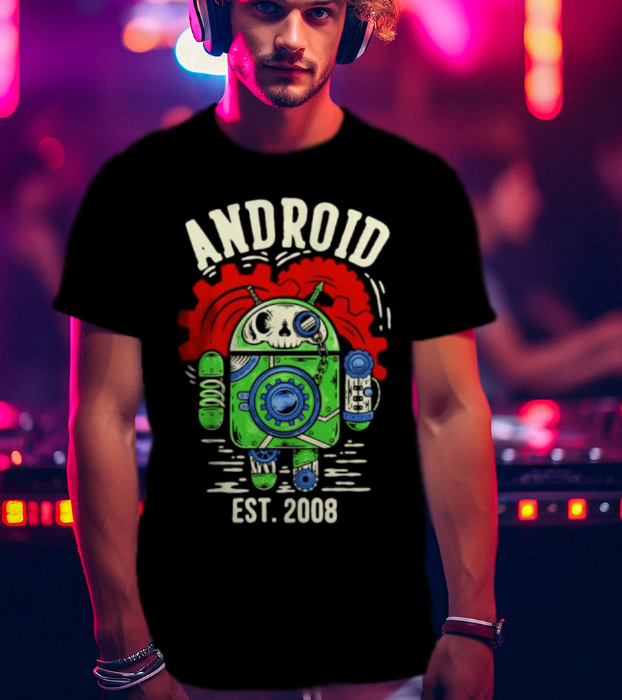 Android Steampunk Robot Skull Gear EST. 2008 T-Shirt