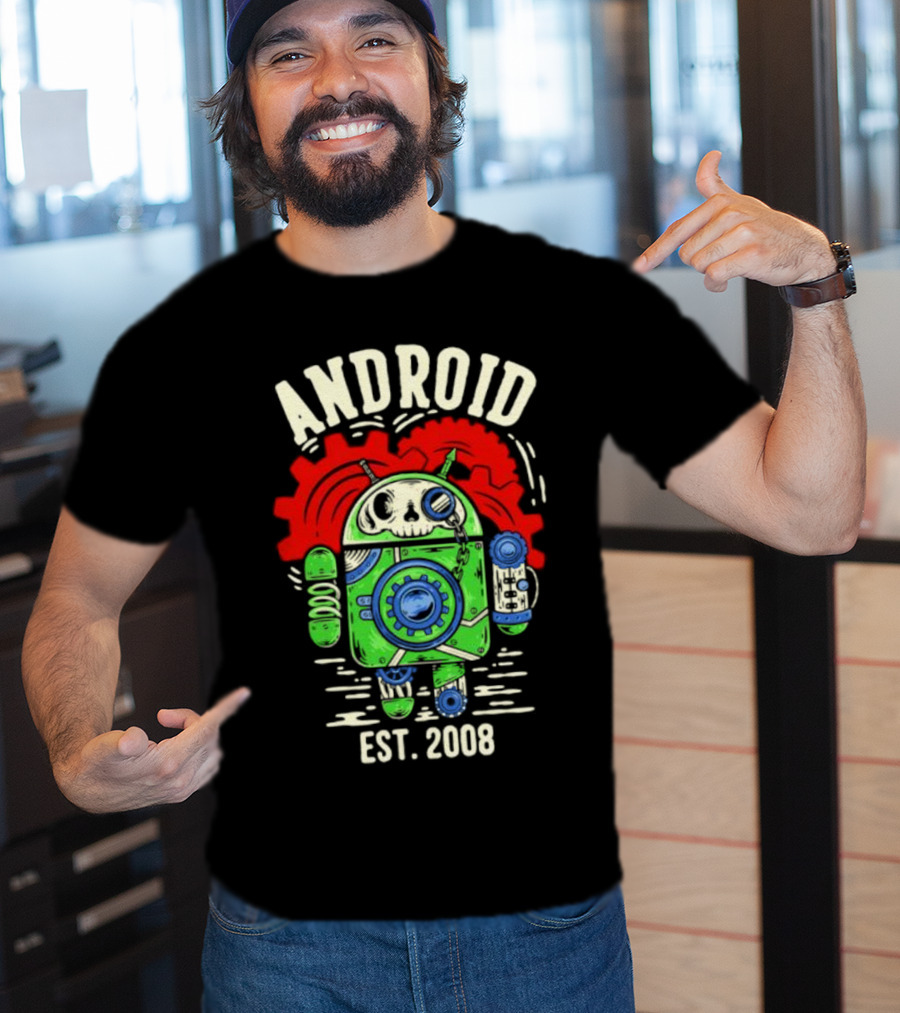 Android Steampunk Robot Skull Gear EST. 2008 T-Shirt