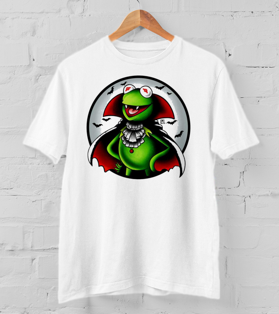 Vampire Kermit The Frog Moon Bats Cloaked Character T-Shirt