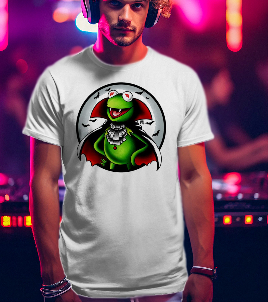 Vampire Kermit The Frog Moon Bats Cloaked Character T-Shirt