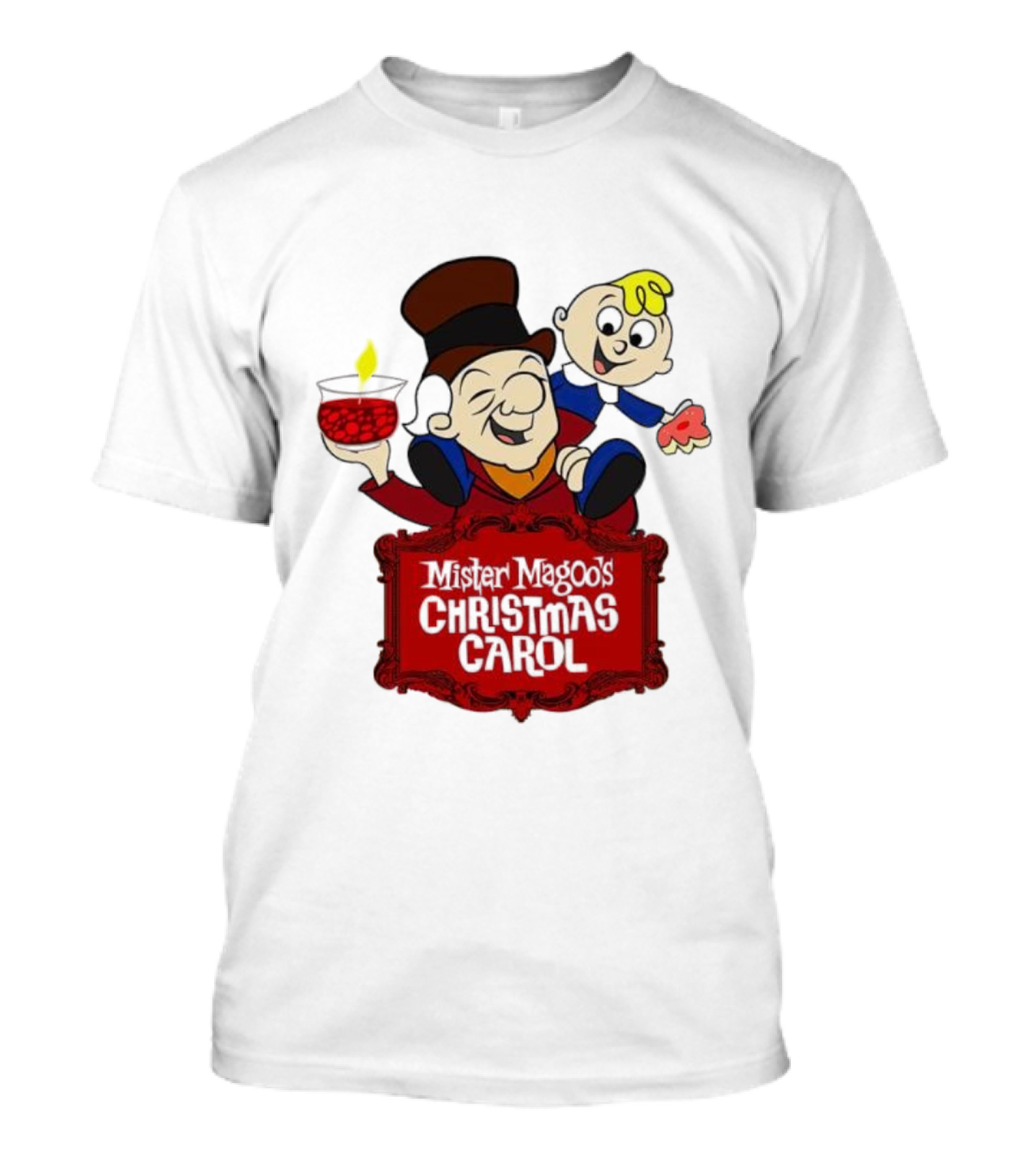 Mister Magoo's Christmas Carol Cartoon Illustration With Festive Characters T-Shirt