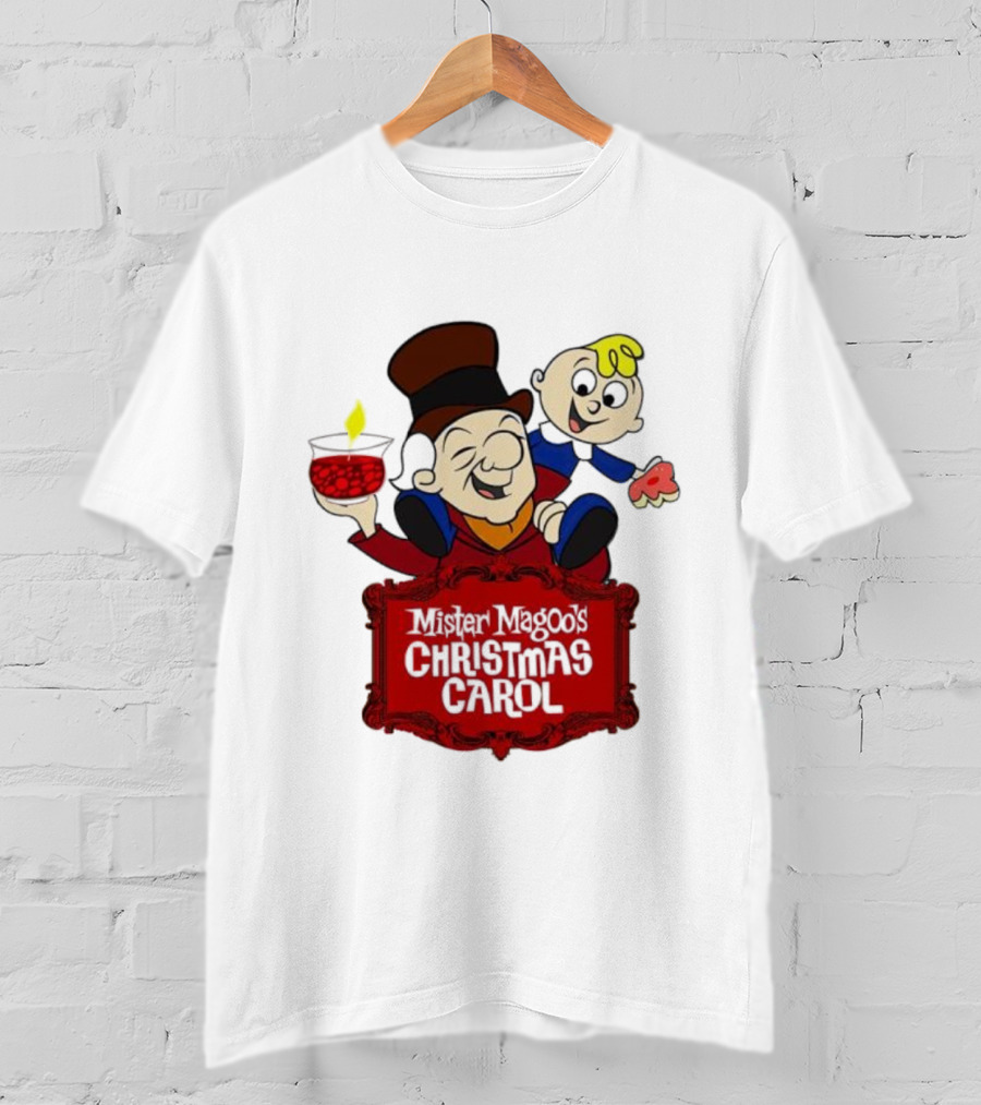 Mister Magoo's Christmas Carol Cartoon Illustration With Festive Characters T-Shirt