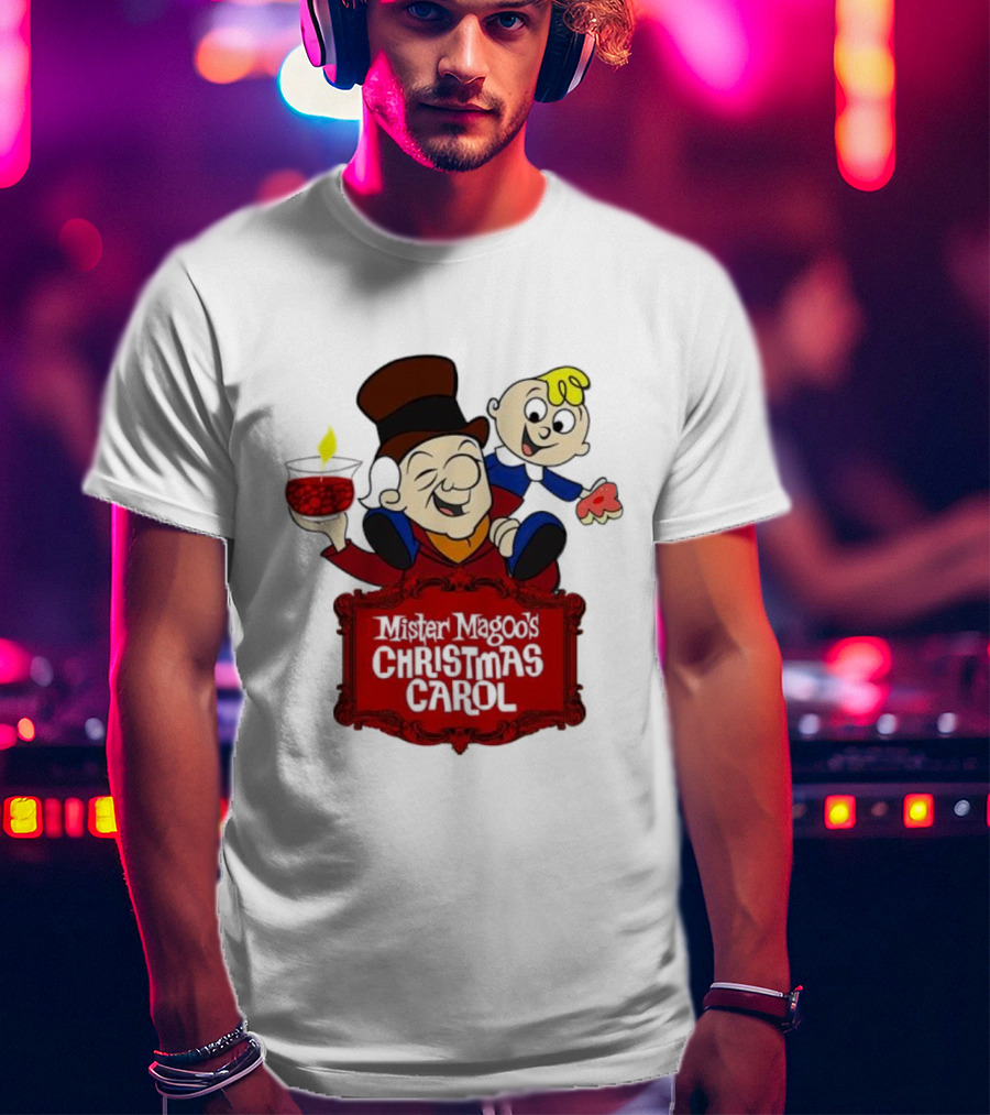 Mister Magoo's Christmas Carol Cartoon Illustration With Festive Characters T-Shirt