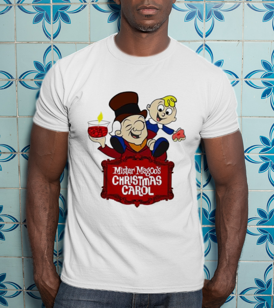Mister Magoo's Christmas Carol Cartoon Illustration With Festive Characters T-Shirt