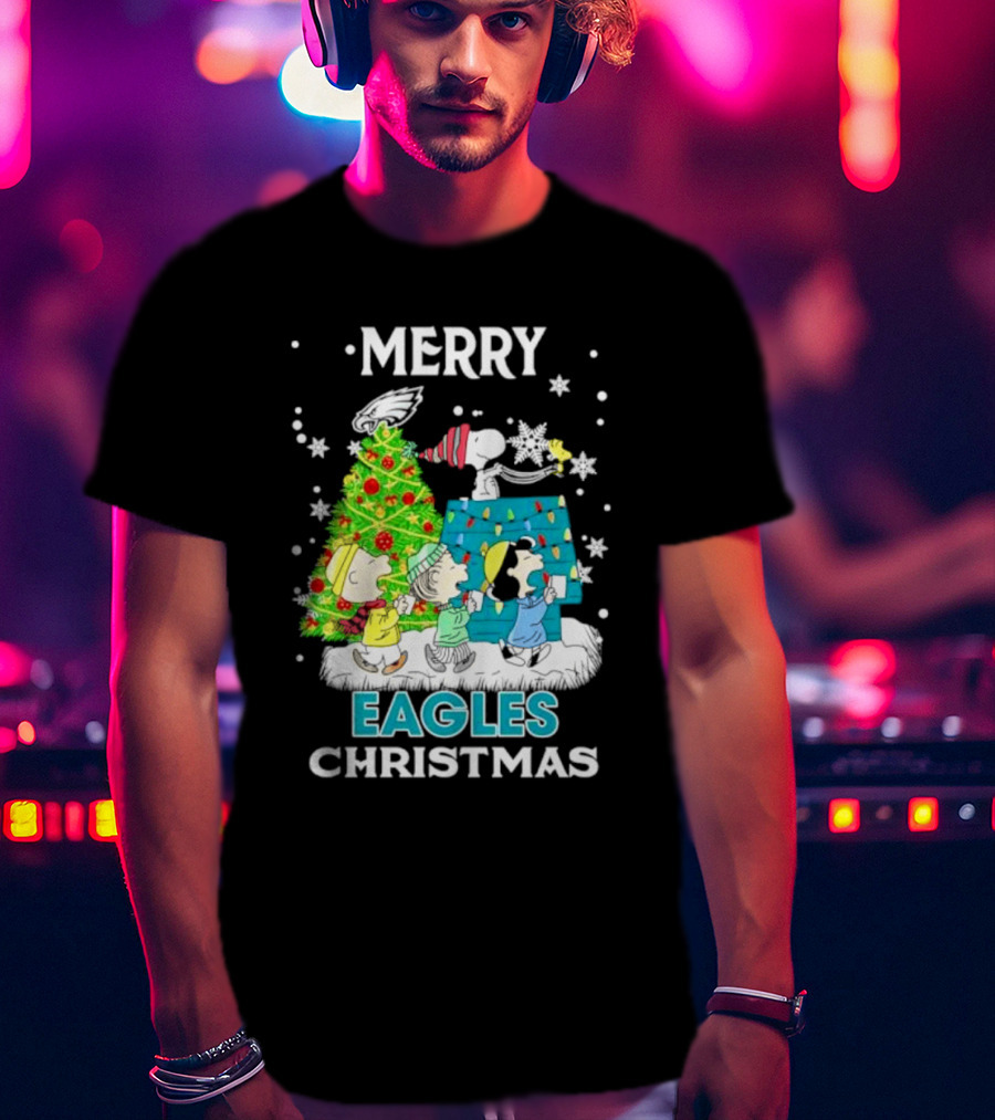 Merry Peanuts Eagles Christmas Holiday T-Shirt