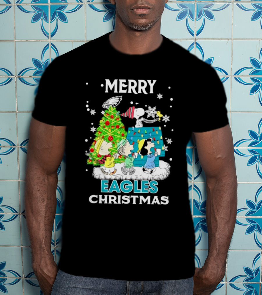 Merry Peanuts Eagles Christmas Holiday T-Shirt