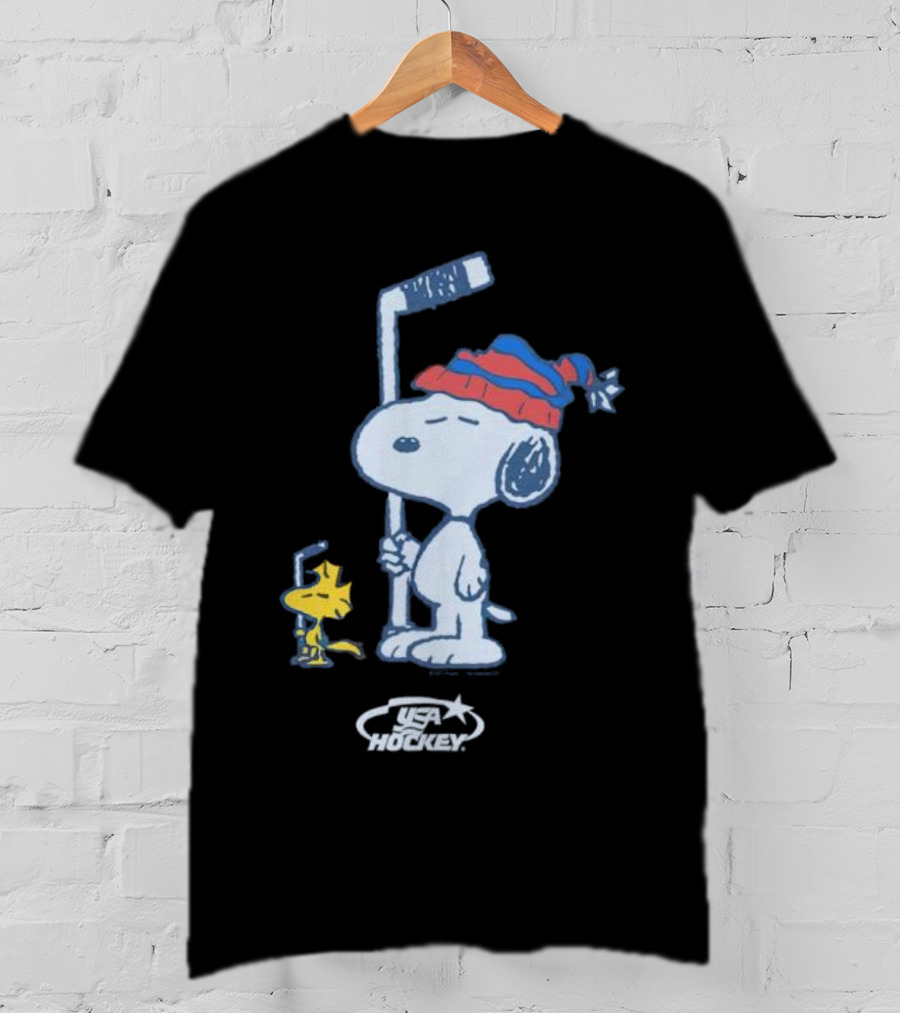 Snoopy Woodstock Peanuts USA Hockey T-Shirt