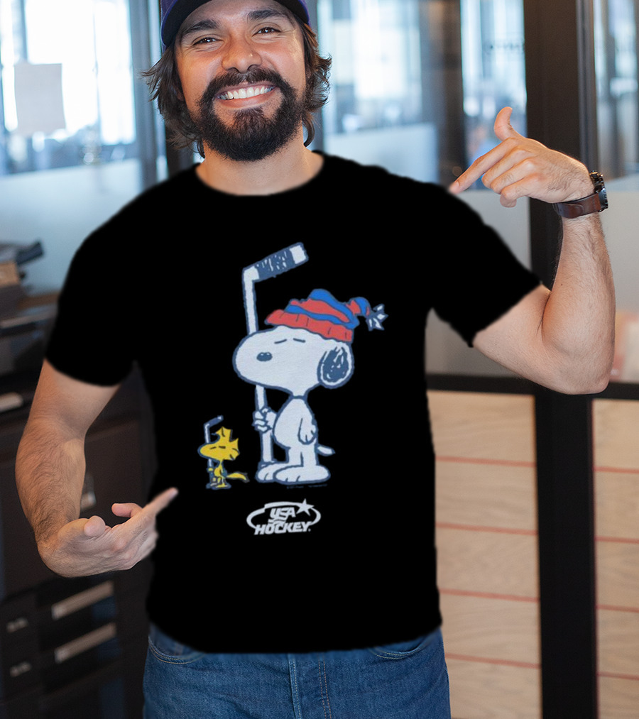 Snoopy Woodstock Peanuts USA Hockey T-Shirt