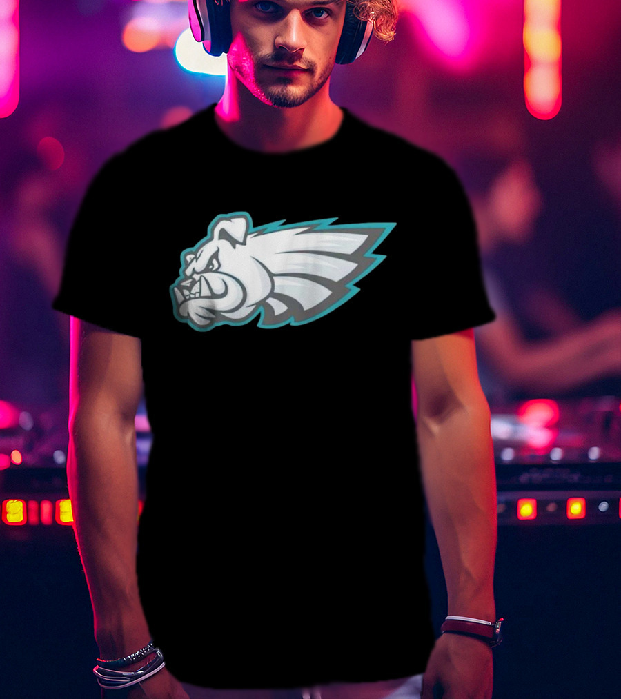 Philly Bulldogs Mascot Head With Wings T-Shirt