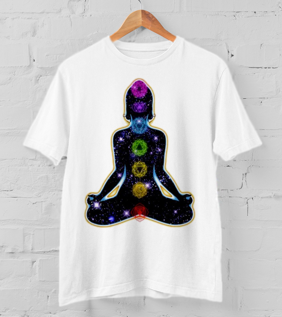 Rainbow Chakras Galaxy Meditation Christmas T-Shirt